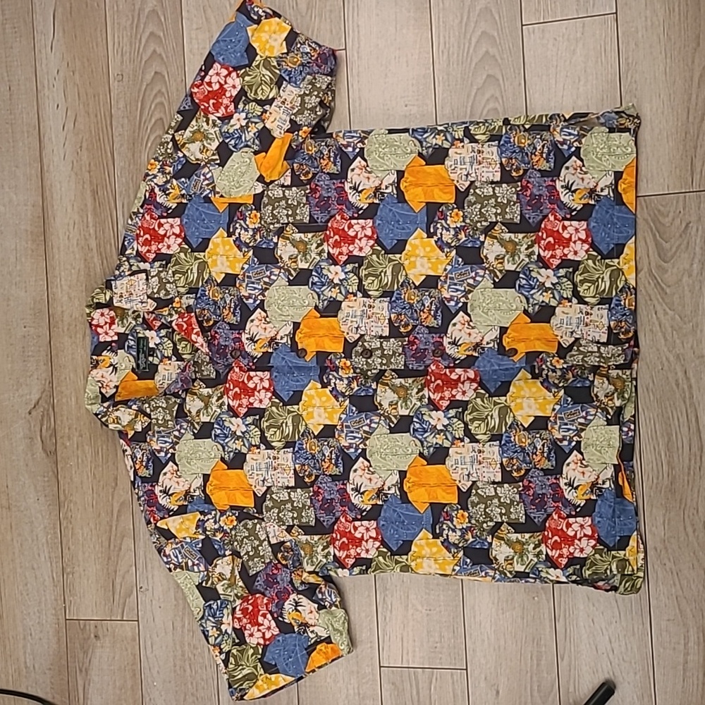 NAUPAKA ISLAND DESIGNS Multicolor Shirt Pattern Hawaiian L Button Up‎ Shirt VTG
